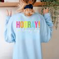 Hooray It's Library Day Teacher Reader Books Back To School Women's Sweatshirt Back Print Light Blue