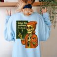 HUGvyn Halloween Skeleton Six Seven 67 Meme PEMDAS Teacher Women's Sweatshirt Back Print Light Blue HUGvyn Halloween Skeleton Six Seven 67 Meme PEMDAS Teacher Women's Sweatshirt Back Print Light Blue