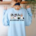 Inclusion Isn't Scary Boo Ghost Halloween Sped Teacher Women's Sweatshirt Back Print Light Blue Inclusion Isn't Scary Boo Ghost Halloween Sped Teacher Women's Sweatshirt Back Print Light Blue