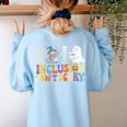 Inclusion Isn't Scary SLP Halloween Sped Teacher Women's Sweatshirt Back Print Light Blue Inclusion Isn't Scary SLP Halloween Sped Teacher Women's Sweatshirt Back Print Light Blue