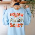 Inclusion Isn't Scary SLP Sped Teacher Halloween Women's Sweatshirt Back Print Light Blue