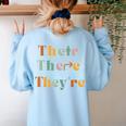 Their There They'Re English Teacher Gramma Police Joke Women's Sweatshirt Back Print Light Blue Their There They'Re English Teacher Gramma Police Joke Women's Sweatshirt Back Print Light Blue