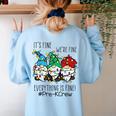It's Fine We'Re Fine Gnome Pre-K Teacher Christmas Light For Men Women Women's Sweatshirt Back Print Light Blue It's Fine We'Re Fine Gnome Pre-K Teacher Christmas Light For Men Women Women's Sweatshirt Back Print Light Blue