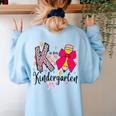 K Is For Kindergarten Teacher Coquette Bow Back To School Women's Sweatshirt Back Print Light Blue K Is For Kindergarten Teacher Coquette Bow Back To School Women's Sweatshirt Back Print Light Blue
