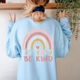 Be Kind ASL Sign Language Deaf SPED Teacher Kids Men Women Women's Sweatshirt Back Print Light Blue