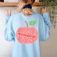 Kindergarten Apple Word Art For Teachers & Students Women's Sweatshirt Back Print Light Blue Kindergarten Apple Word Art For Teachers & Students Women's Sweatshirt Back Print Light Blue