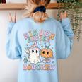 Kindergarten Boo Crew Halloween Floral Ghost Kinder Teacher Women's Sweatshirt Back Print Light Blue