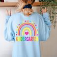 Kindergarten Rainbow Girls Boys Teacher Team Kinder Squad Women's Sweatshirt Back Print Light Blue