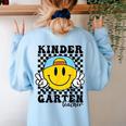 Kindergarten Teacher Hippie Smile Face Back School Women's Sweatshirt Back Print Light Blue Kindergarten Teacher Hippie Smile Face Back School Women's Sweatshirt Back Print Light Blue