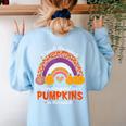 Kindergarten Teacher Pumpkin Patch Cute Women's Sweatshirt Back Print Light Blue Kindergarten Teacher Pumpkin Patch Cute Women's Sweatshirt Back Print Light Blue