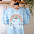 Kindergarten Teacher Tiny Humans Pre-School Teacher Women's Sweatshirt Back Print Light Blue