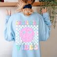 Kindergarten Vibes First Day Of School Kindergarten Teacher Women's Sweatshirt Back Print Light Blue Kindergarten Vibes First Day Of School Kindergarten Teacher Women's Sweatshirt Back Print Light Blue