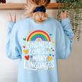 Kindness Comes In Many Languages ESL English Teacher Women's Sweatshirt Back Print Light Blue Kindness Comes In Many Languages ESL English Teacher Women's Sweatshirt Back Print Light Blue