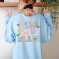 Kiss Your Brain Teacher Inspire Educate Groovy Retro Vintage Women's Sweatshirt Back Print Light Blue Kiss Your Brain Teacher Inspire Educate Groovy Retro Vintage Women's Sweatshirt Back Print Light Blue