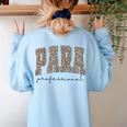 Leopard Paraprofessional Back To School Para Squad Teacher Women's Sweatshirt Back Print Light Blue Leopard Paraprofessional Back To School Para Squad Teacher Women's Sweatshirt Back Print Light Blue