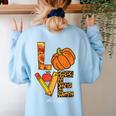Leopard Pumpkin Love Teacher Life Thanksgiving Fall Women Women's Sweatshirt Back Print Light Blue Leopard Pumpkin Love Teacher Life Thanksgiving Fall Women Women's Sweatshirt Back Print Light Blue