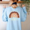 Leopard Rainbow Thankful Thanksgiving Teacher Women Kids Women's Sweatshirt Back Print Light Blue Leopard Rainbow Thankful Thanksgiving Teacher Women Kids Women's Sweatshirt Back Print Light Blue