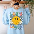 Let's Learn Today Smile Face Back To School For Teacher Kids Women's Sweatshirt Back Print Light Blue Let's Learn Today Smile Face Back To School For Teacher Kids Women's Sweatshirt Back Print Light Blue