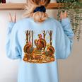 Librarian Turkey Reading Book Fall Thanksgiving Teacher Book Women's Sweatshirt Back Print Light Blue Librarian Turkey Reading Book Fall Thanksgiving Teacher Book Women's Sweatshirt Back Print Light Blue