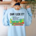 Can I Lick It Periodic Table Chart Science Teacher Women's Sweatshirt Back Print Light Blue Can I Lick It Periodic Table Chart Science Teacher Women's Sweatshirt Back Print Light Blue