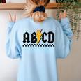 Lightning Pencil Rock'n Roll ABCD Teacher Back To School Kid Women's Sweatshirt Back Print Light Blue
