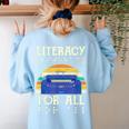 Literacy For All Visually Impaired Braille Teacher The Blind Women's Sweatshirt Back Print Light Blue Literacy For All Visually Impaired Braille Teacher The Blind Women's Sweatshirt Back Print Light Blue