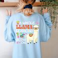 Llama Learning T Shirt Teachers Students Alpaca Lovers Women's Sweatshirt Back Print Light Blue Llama Learning T Shirt Teachers Students Alpaca Lovers Women's Sweatshirt Back Print Light Blue