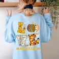 LOVE 3rd Grade Pumpkin Teacher Student Halloween Costume Women's Sweatshirt Back Print Light Blue LOVE 3rd Grade Pumpkin Teacher Student Halloween Costume Women's Sweatshirt Back Print Light Blue