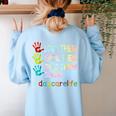 Love Daycare Provider Childcare Teacher Tie Dye Women's Sweatshirt Back Print Light Blue Love Daycare Provider Childcare Teacher Tie Dye Women's Sweatshirt Back Print Light Blue