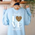Love Leopard Print Teacher Cheetah School Inspire Teach Women's Sweatshirt Back Print Light Blue Love Leopard Print Teacher Cheetah School Inspire Teach Women's Sweatshirt Back Print Light Blue