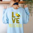 Love Preschool Back To School Yellow Bee Preschool Teacher For Men Women Girls Kids Women's Sweatshirt Back Print Light Blue