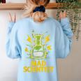 Mad Scientist Kids Youth Adult Science Teacher Chemistry Women's Sweatshirt Back Print Light Blue