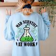 Mad Scientist Science Teacher Halloween Costume Teen Girls Women's Sweatshirt Back Print Light Blue