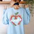 Maestra Pencil Spanish Teacher Bilingual 100 Days Of School Women's Sweatshirt Back Print Light Blue