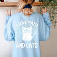 Math And Cats Apparel For Teachers Students Cat Lovers Women's Sweatshirt Back Print Light Blue Math And Cats Apparel For Teachers Students Cat Lovers Women's Sweatshirt Back Print Light Blue