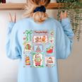 Merry And Bright Christmas Gingerbread Santa Book Teacher Women's Sweatshirt Back Print Light Blue Merry And Bright Christmas Gingerbread Santa Book Teacher Women's Sweatshirt Back Print Light Blue