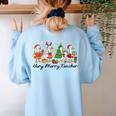 Very Merry Teacher Christmas Goose Silly Holiday Party Women's Sweatshirt Back Print Light Blue Very Merry Teacher Christmas Goose Silly Holiday Party Women's Sweatshirt Back Print Light Blue