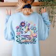 Microscope Flower Butterfly Biology Science Teacher Student Women's Sweatshirt Back Print Light Blue Microscope Flower Butterfly Biology Science Teacher Student Women's Sweatshirt Back Print Light Blue