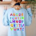Monster ABC Cute Alphabet Halloween Teacher Costume Kids Women's Sweatshirt Back Print Light Blue Monster ABC Cute Alphabet Halloween Teacher Costume Kids Women's Sweatshirt Back Print Light Blue