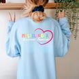 Multilingual Learner Teacher Heart Women's Sweatshirt Back Print Light Blue Multilingual Learner Teacher Heart Women's Sweatshirt Back Print Light Blue