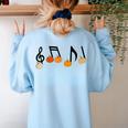 Music Notes Pumpkin Music Teacher Musician Fall Halloween Men Women Kids Women's Sweatshirt Back Print Light Blue