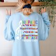 Music Teacher Kid National Hispanic Heritage Month Women's Sweatshirt Back Print Light Blue Music Teacher Kid National Hispanic Heritage Month Women's Sweatshirt Back Print Light Blue