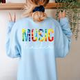 Music Teacher Tie Dye Appreciation Day Hello Back To School Men Women Women's Sweatshirt Back Print Light Blue