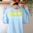 Nerdy Pac-Math Nom Retro Game Precalculus Math Teacher Women's Sweatshirt Back Print Light Blue