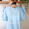 Nerdy Wave Equation Music Physics Science Math Teacher Geek Men Women Girls Kids Women's Sweatshirt Back Print Light Blue