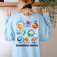 Neurodiverse Universe Space Planet Special Education Teacher Women's Sweatshirt Back Print Light Blue Neurodiverse Universe Space Planet Special Education Teacher Women's Sweatshirt Back Print Light Blue