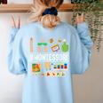 Novelty Montessori Studying Learning Schooling Teacher Love For Men Women Women's Sweatshirt Back Print Light Blue Novelty Montessori Studying Learning Schooling Teacher Love For Men Women Women's Sweatshirt Back Print Light Blue
