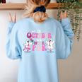 In October We Wear Pink Ballet Ghost Teacher Breast Cancer Women's Sweatshirt Back Print Light Blue In October We Wear Pink Ballet Ghost Teacher Breast Cancer Women's Sweatshirt Back Print Light Blue