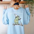 Off To Teach English Scooter Frog ESL Teacher Literature Women's Sweatshirt Back Print Light Blue