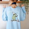 Off To Teach Preschool Pre-K Teacher Back To School Frog Women's Sweatshirt Back Print Light Blue
